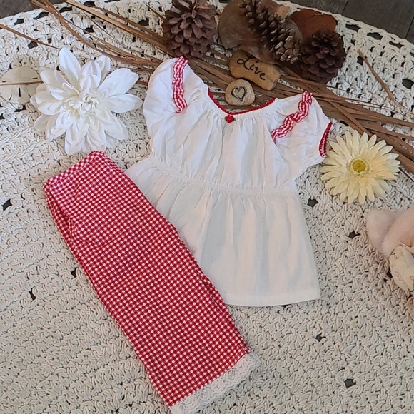 NWOT BO HO RED WHITE 2 PIECE SET PLAID MULTI 3T - Picture 2 of 16